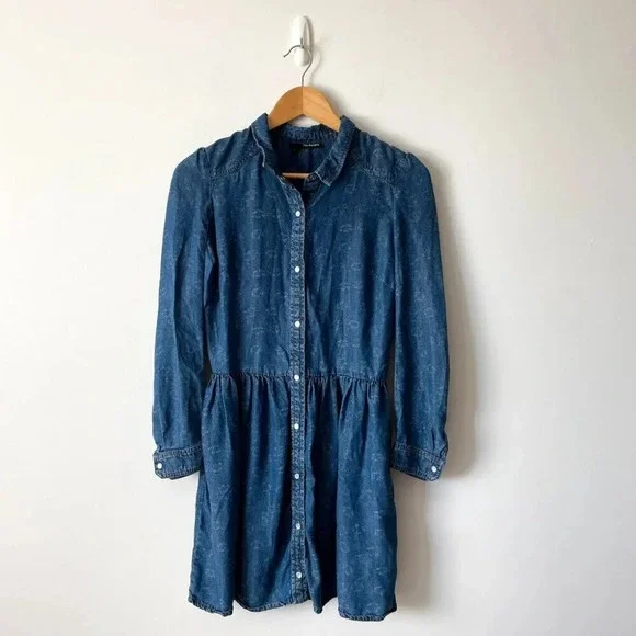 the kooples denim dress The Kooples Button Down Denim Dress in Blue Washed